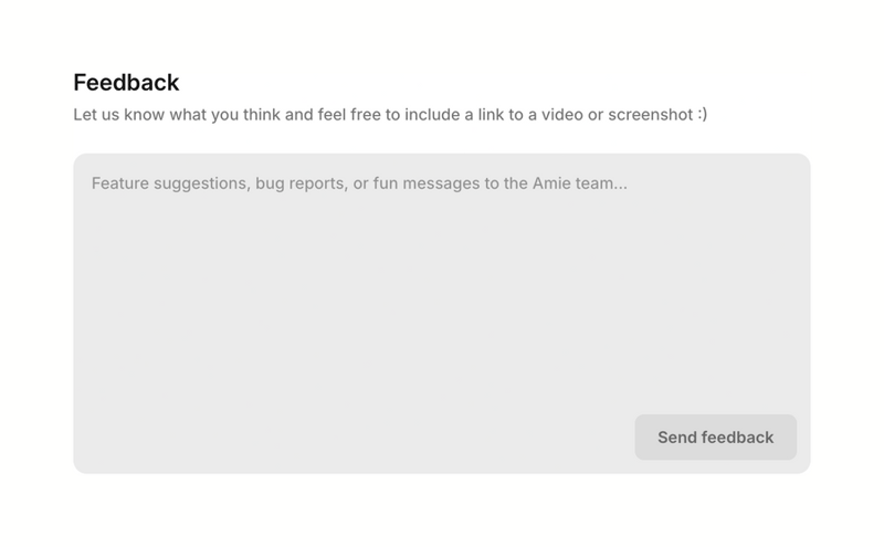 Amie
				feedback ui component