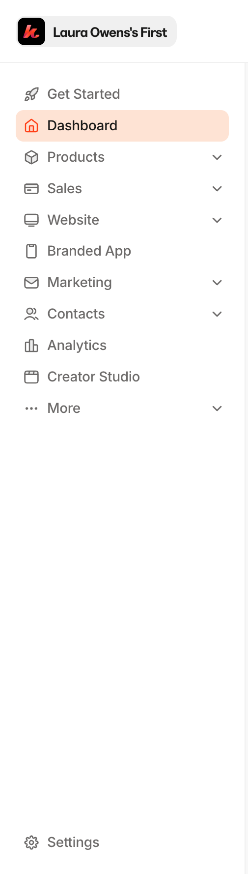 Kajabi
				vertical navigation ui component