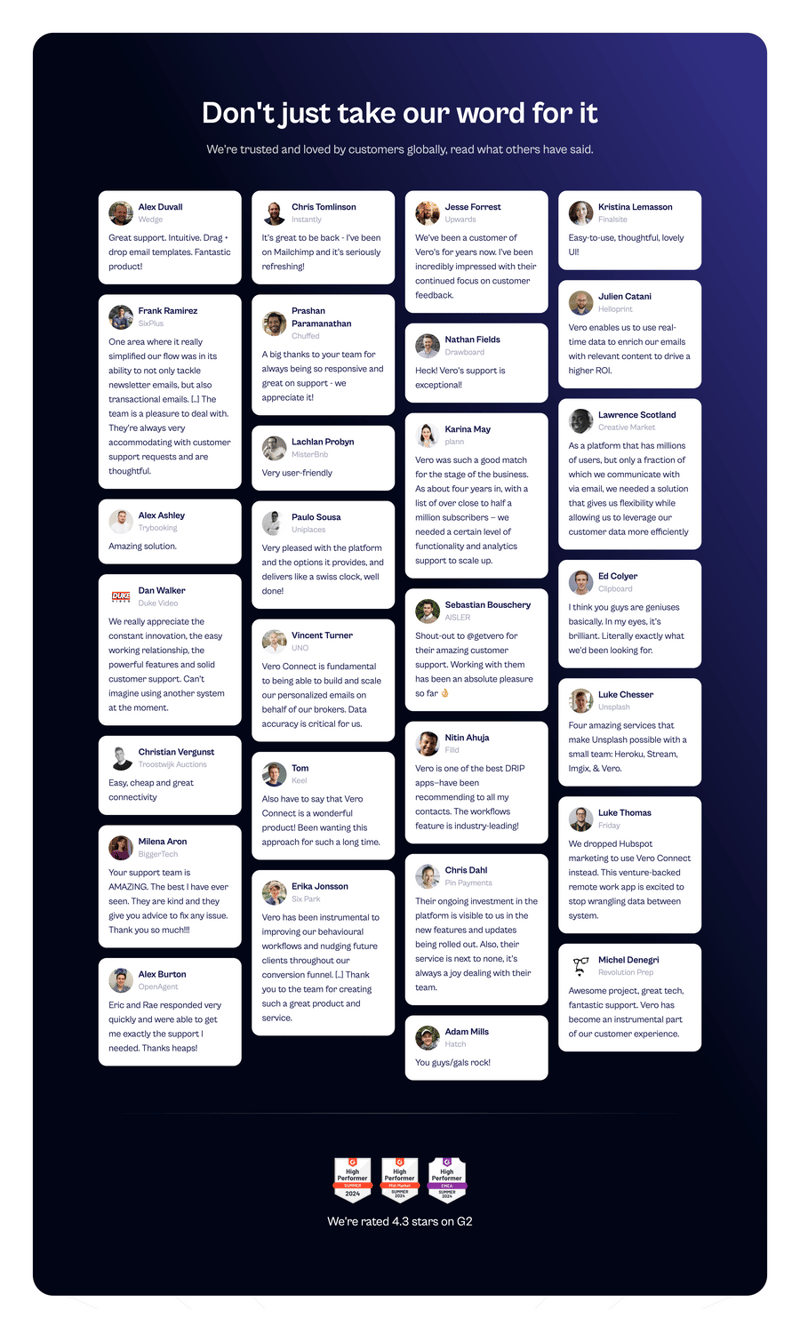 Vero
				testimonial ui component