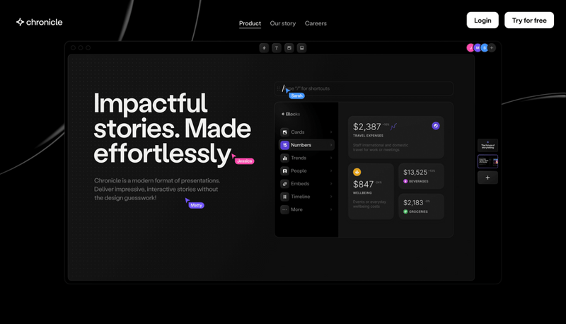 Chronicle
				hero section ui component