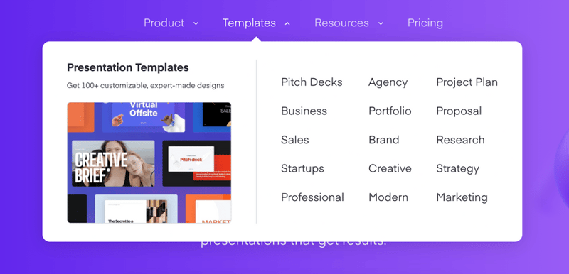Pitch
				flyout menu ui component