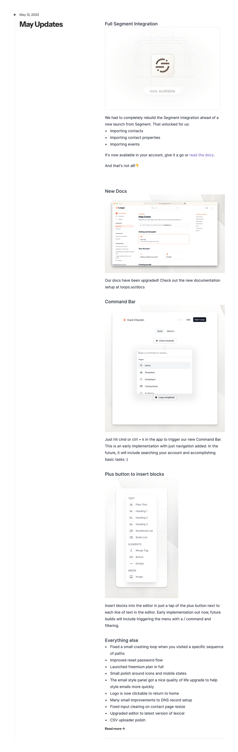Loops
				timeline & history ui component