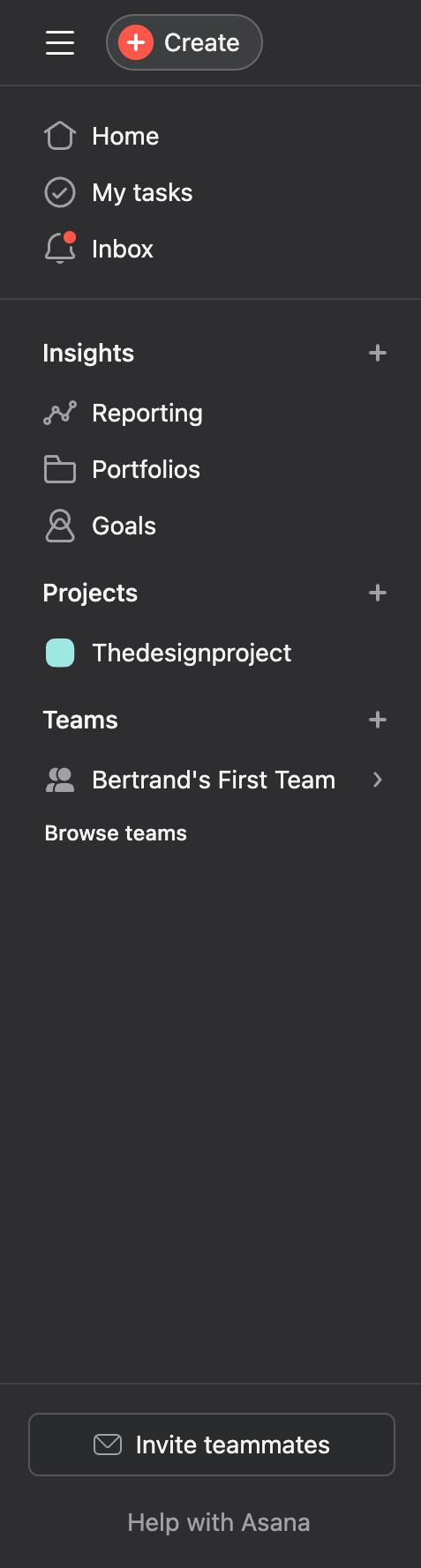 Asana
				vertical navigation ui component