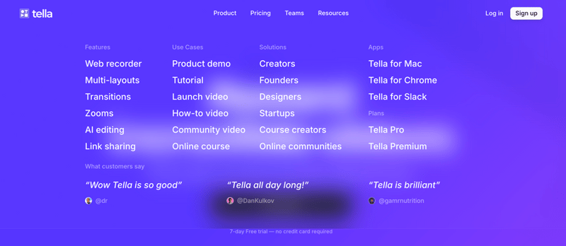 Tella
				flyout menu ui component