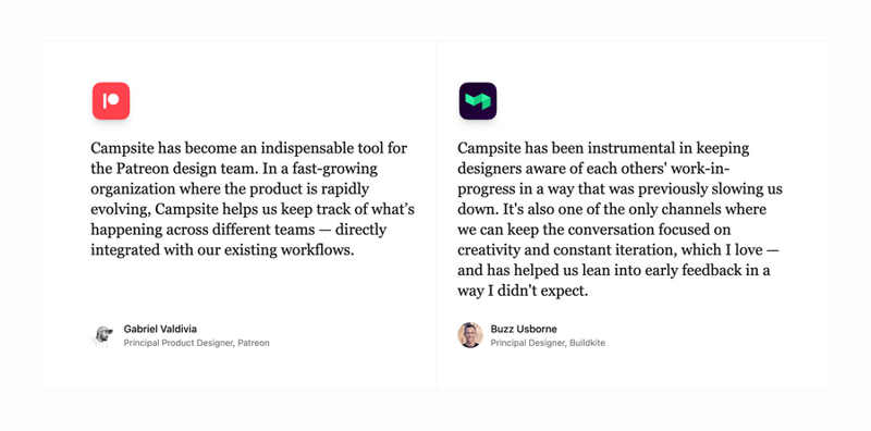 Campsite
				testimonial ui component