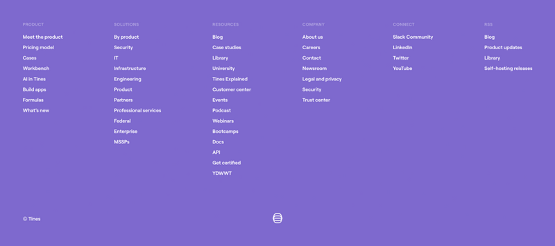Tines
				footer ui component