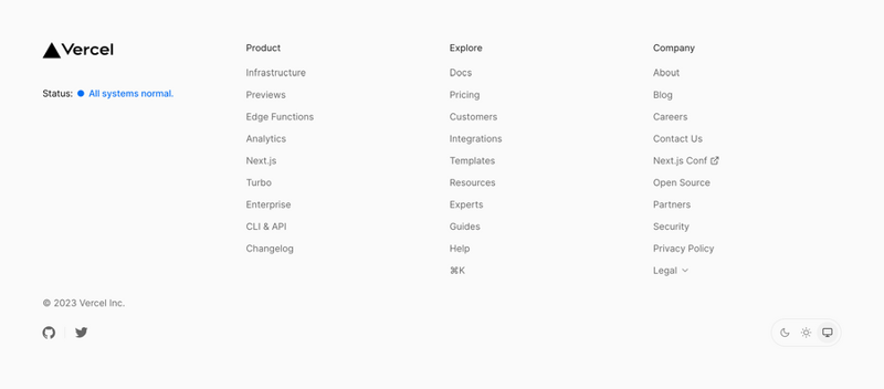Vercel
				footer ui component