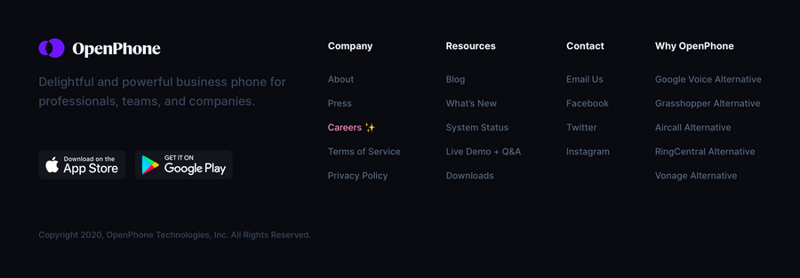 OpenPhone
				footer ui component