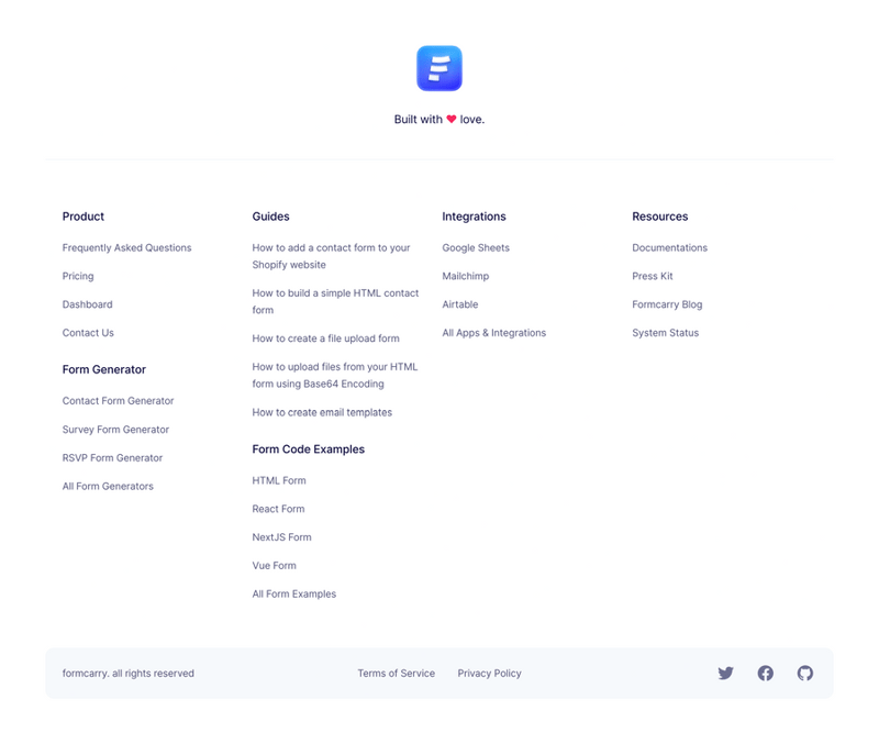 Formcarry
				footer ui component