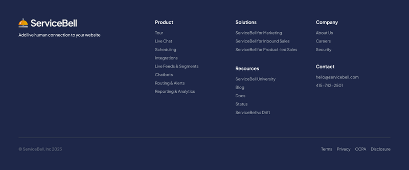 ServiceBell
				footer ui component
