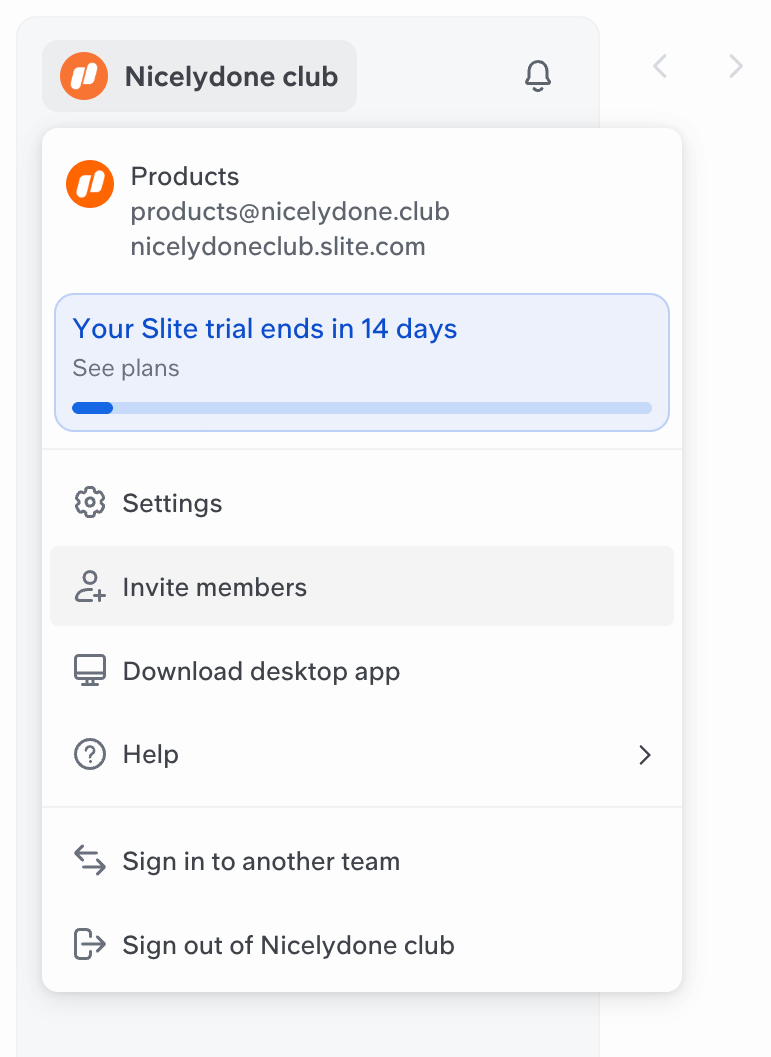 Slite
				dropdown menu ui component