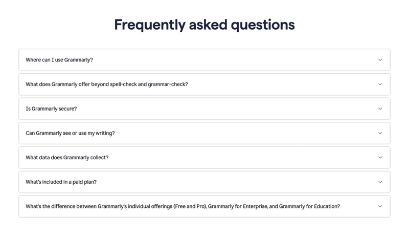Grammarly
				faq ui component