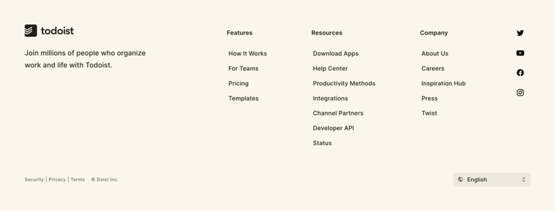 Todoist
				footer ui component