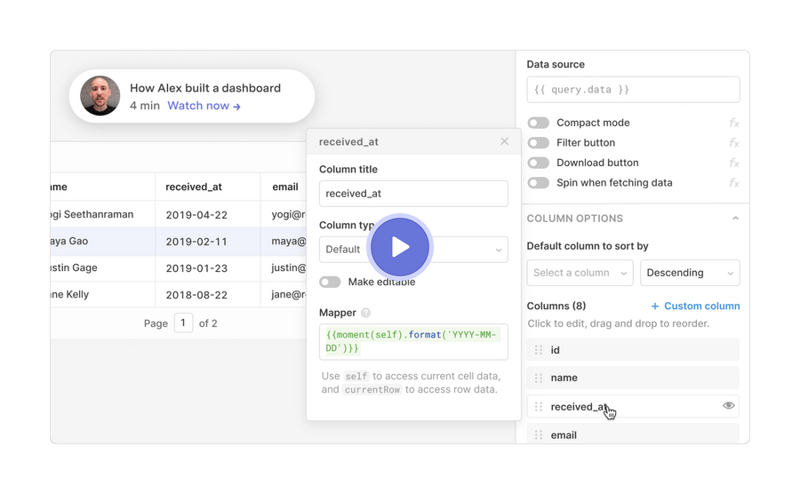 Retool
				video player ui component