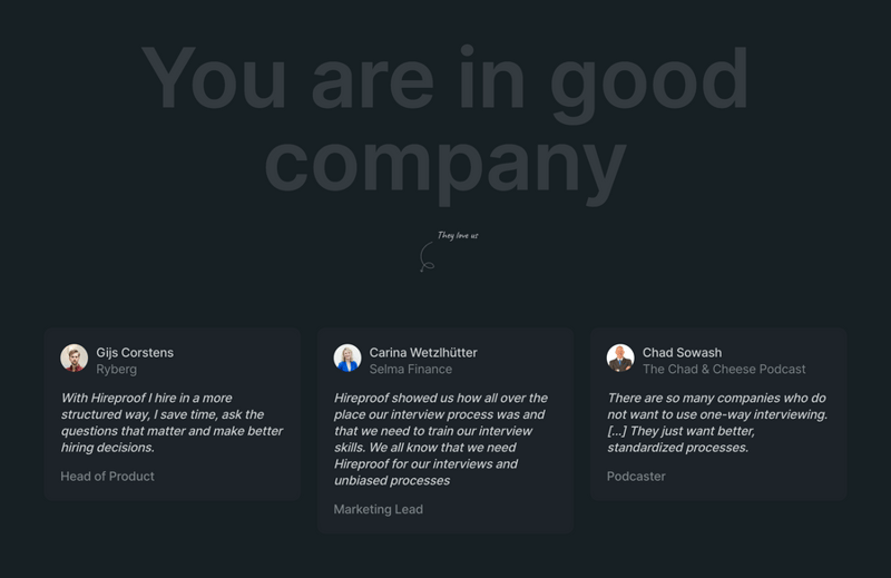 Hireproof
				testimonial ui component