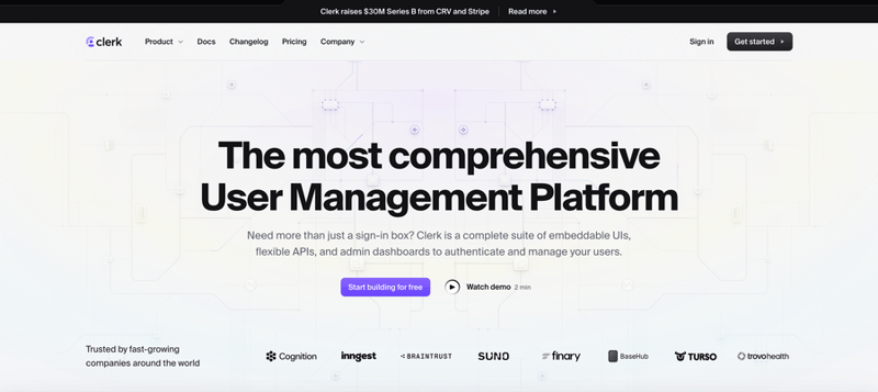 Clerk
				hero section ui component