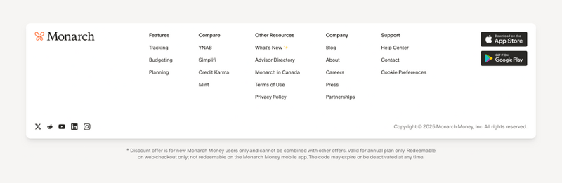 Monarch
				footer ui component