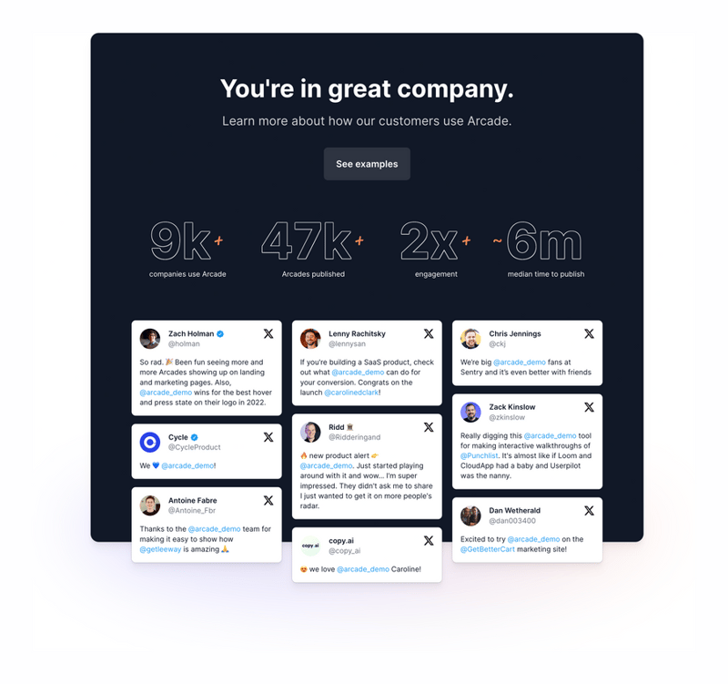 Arcade
				testimonial ui component