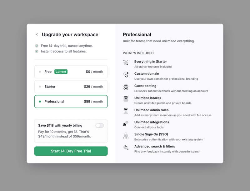 UserJot
				pricing section ui component