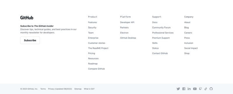 Github
				footer ui component