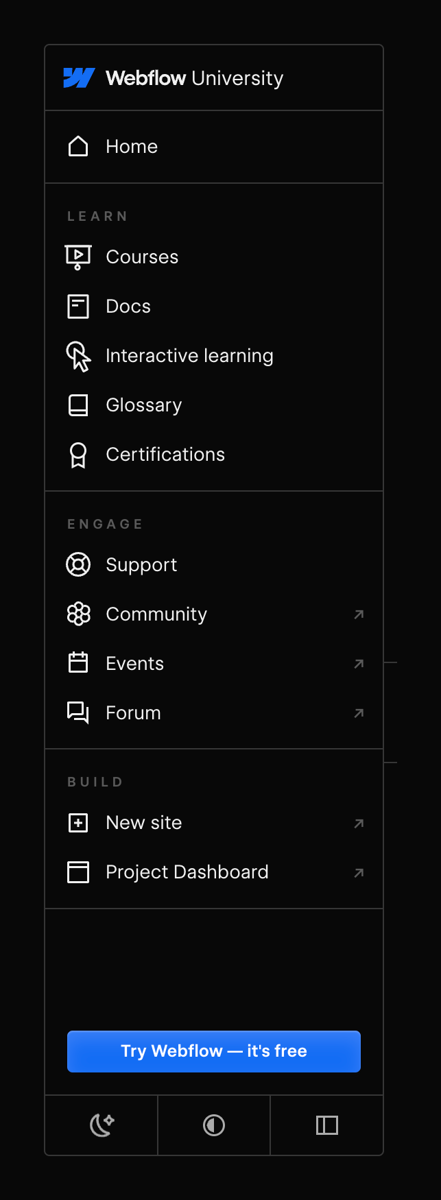 Webflow
				vertical navigation ui component