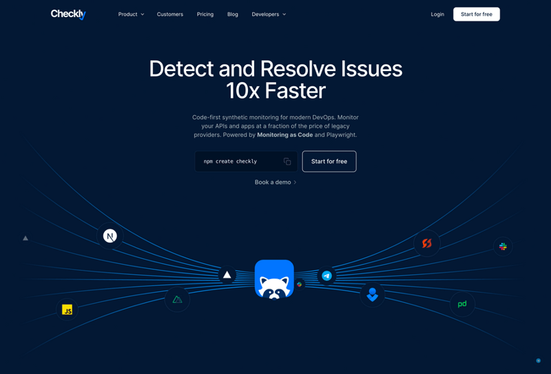 Checkly
				hero section ui component