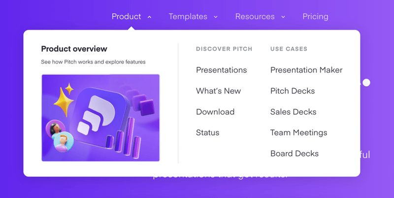 Pitch
				flyout menu ui component