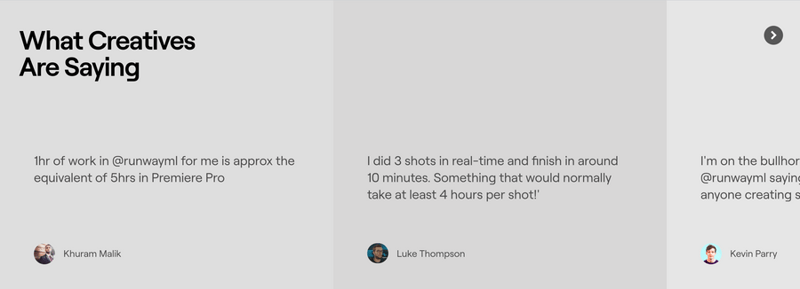 Runway
				testimonial ui component