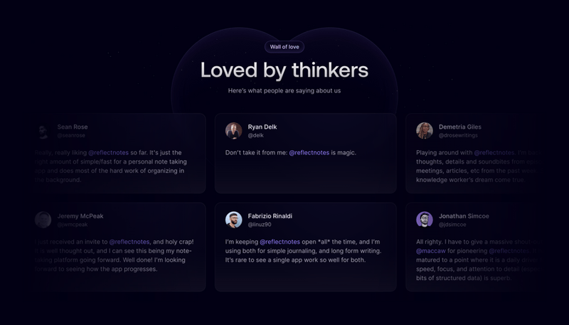 Reflect
				testimonial ui component