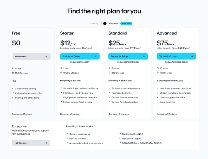 Vimeo
				pricing section ui component
