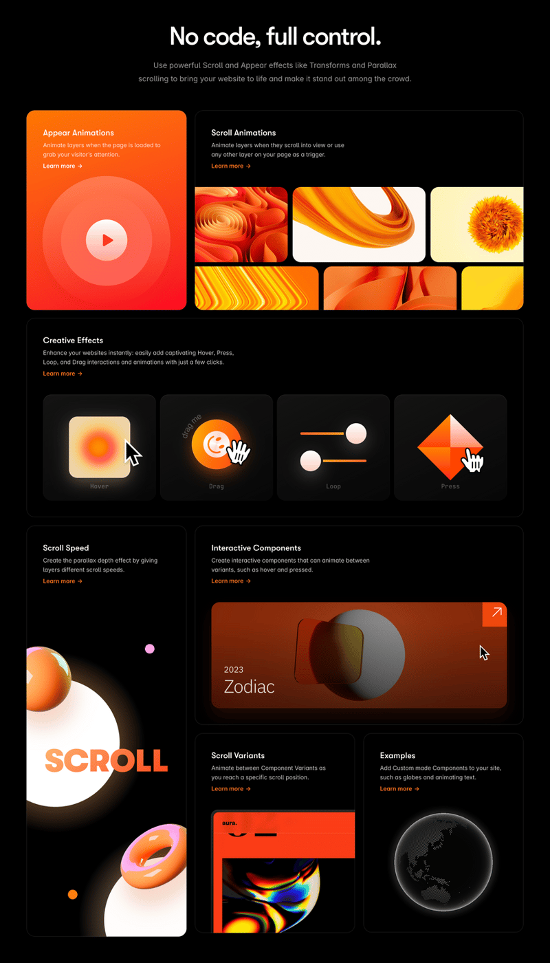 Framer
				bento box ui component