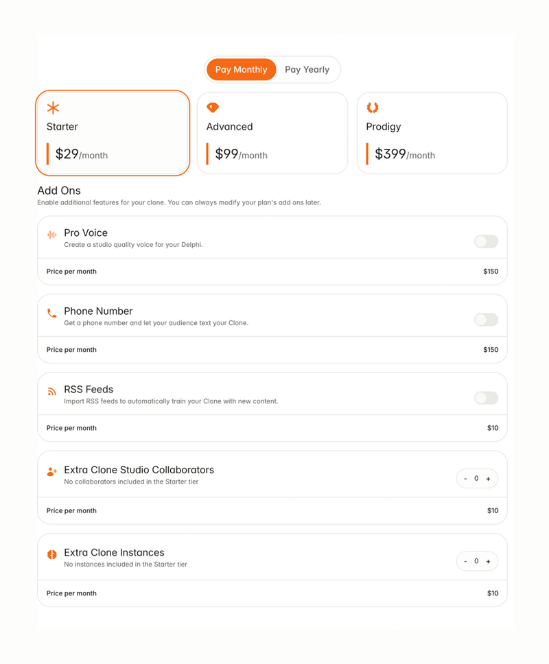 Delphi
				pricing section ui component