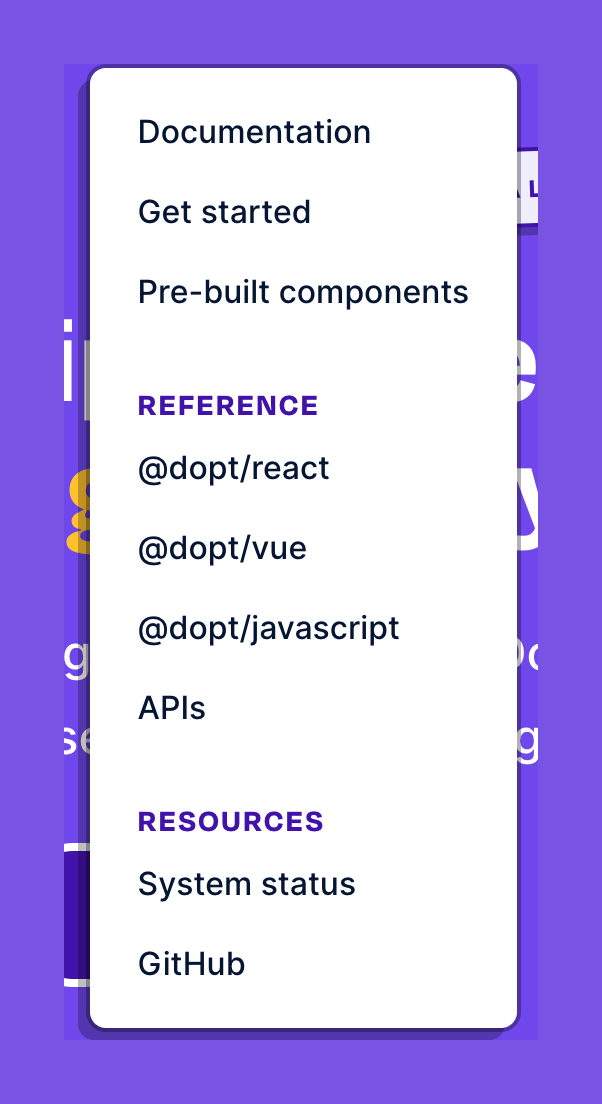 Dopt
				dropdown menu ui component