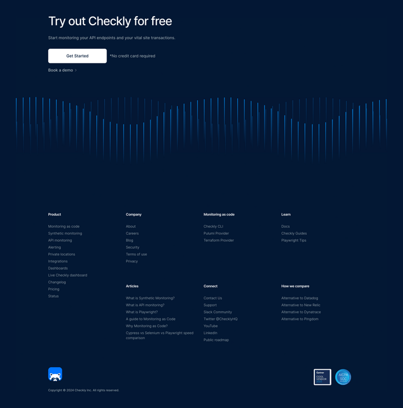 Checkly
				footer ui component