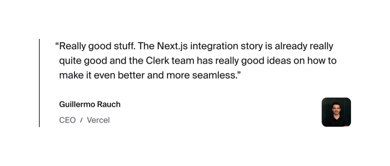 Clerk
				testimonial ui component
