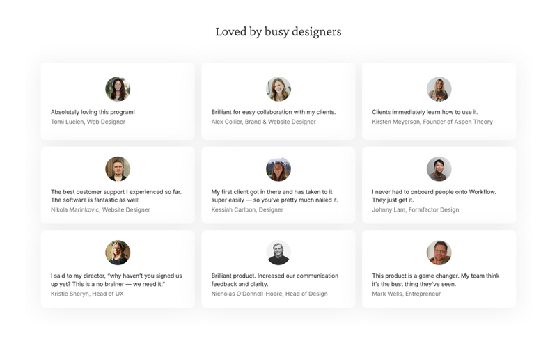Workflow
				testimonial ui component