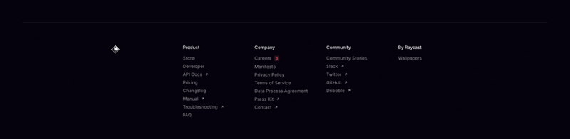 Raycast
				footer ui component