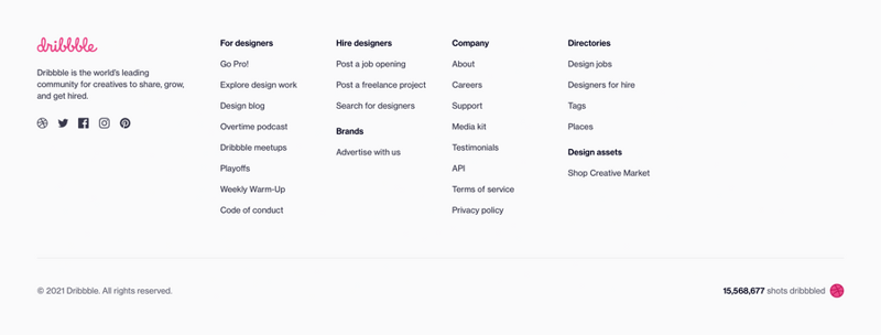 Dribbble
				footer ui component