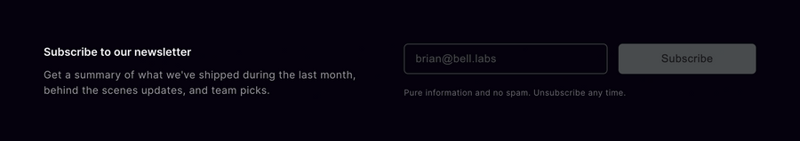 Raycast
				newsletter signup form ui component
