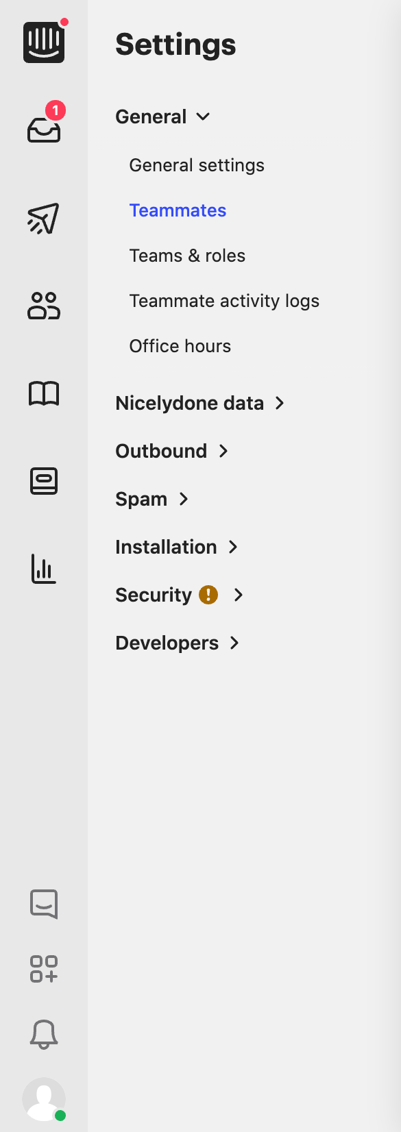 Intercom
				vertical navigation ui component