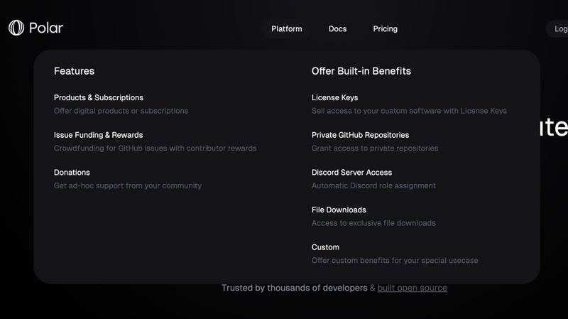 Polar
				flyout menu ui component