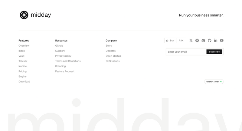 Midday
				footer ui component