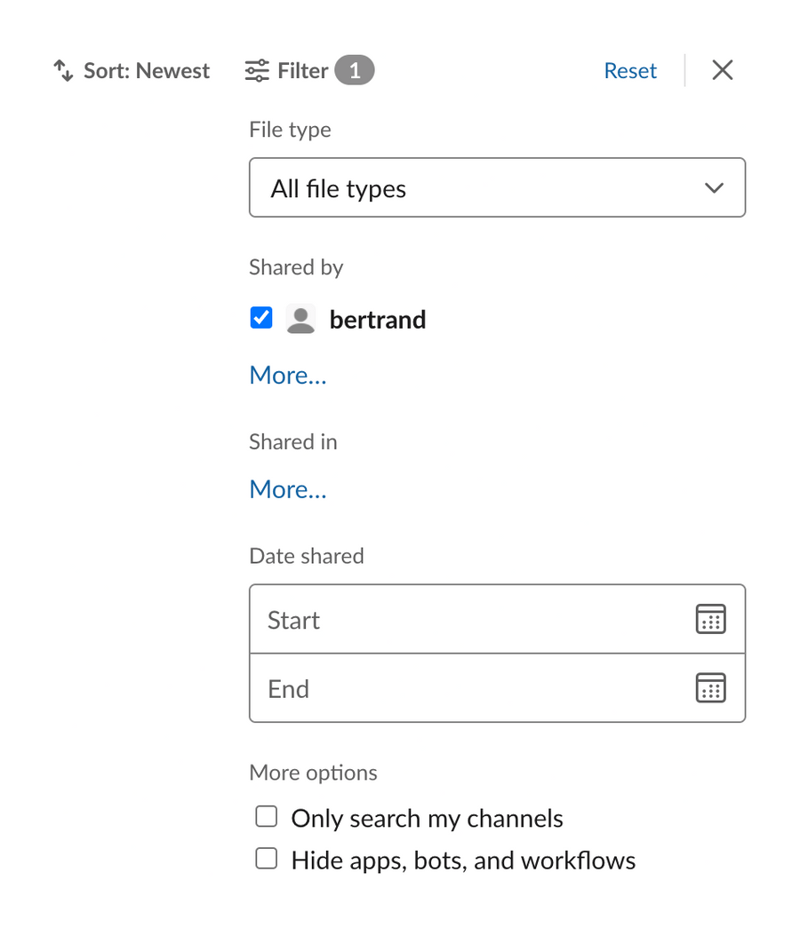 Slack
				sorting & filtering ui component