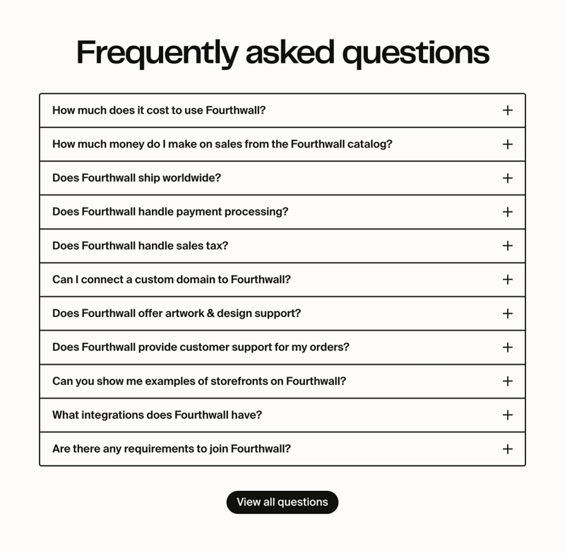 Fourthwall
				faq ui component