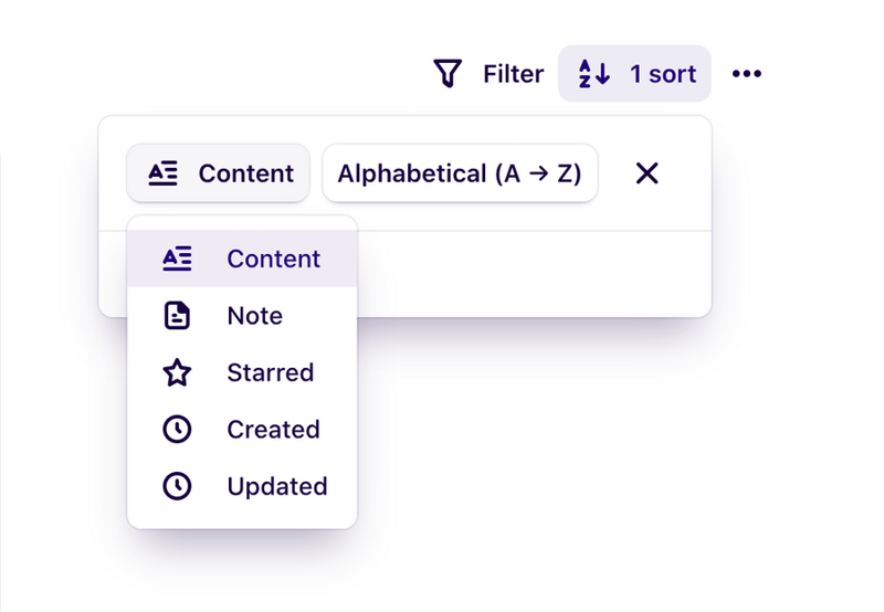 Dovetail
				sorting & filtering ui component