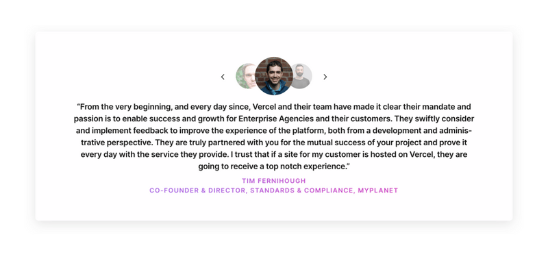 Vercel
				testimonial ui component
