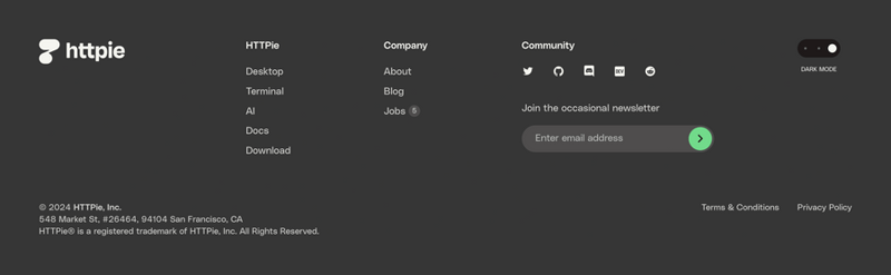Httpie
				footer ui component