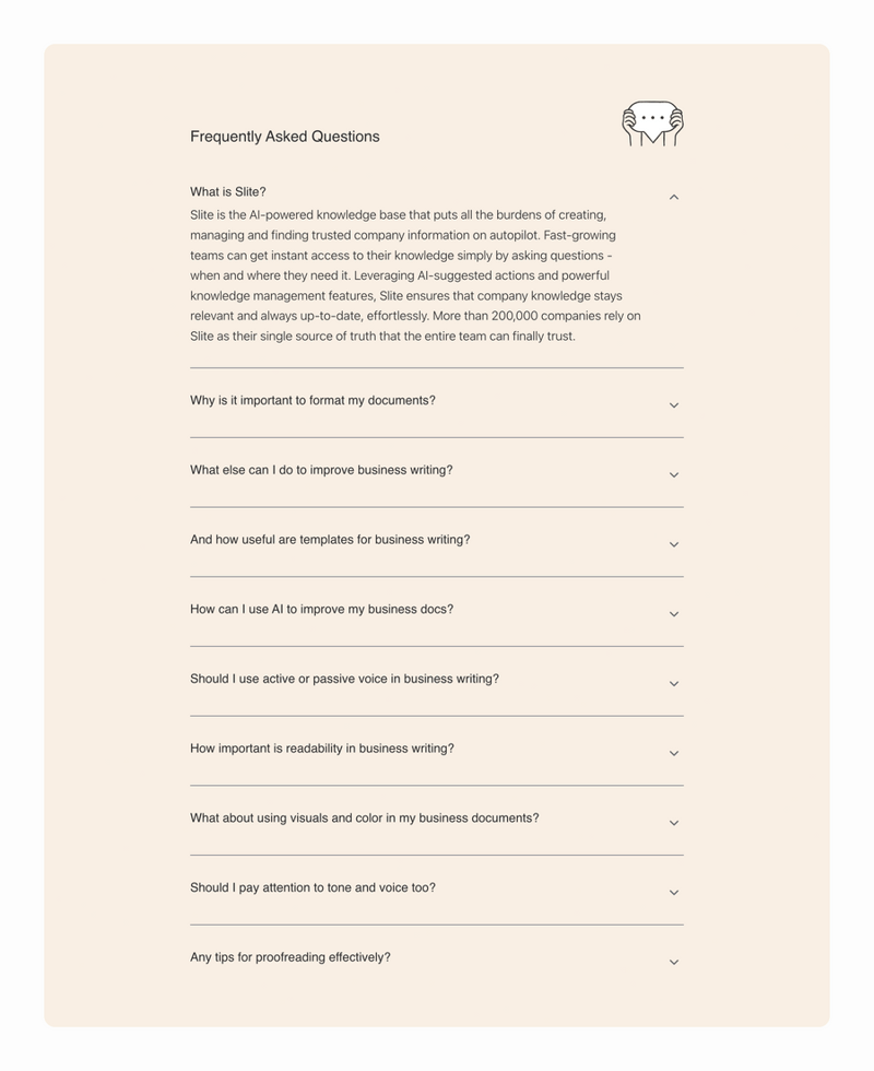 Slite
				faq ui component