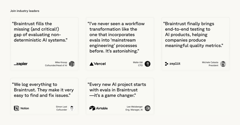 Braintrust
				testimonial ui component