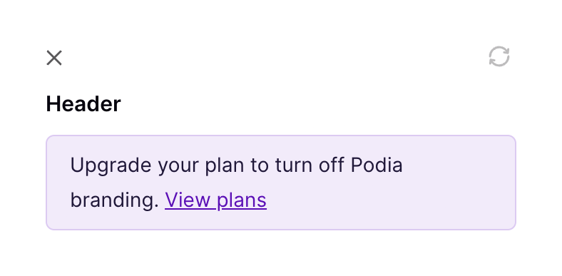 Podia
				upgrade your plan ui component